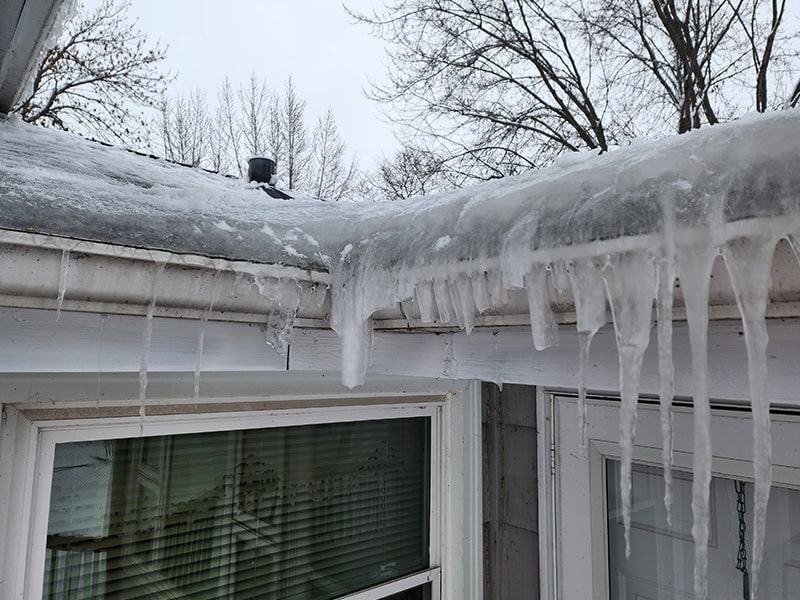 ice dam on home roof