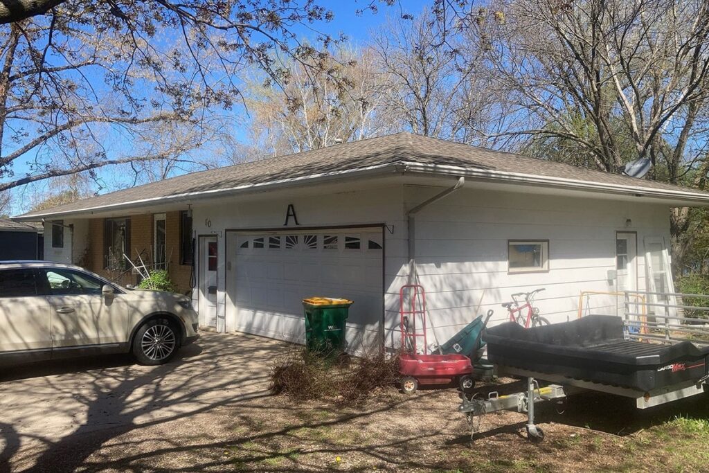 old siding on front of home