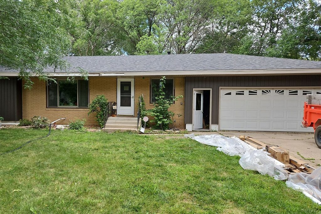 trim work on front of home