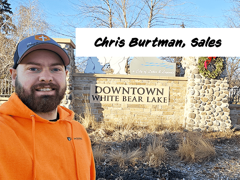 selfie of chris burtman near downtown white bear lake sign