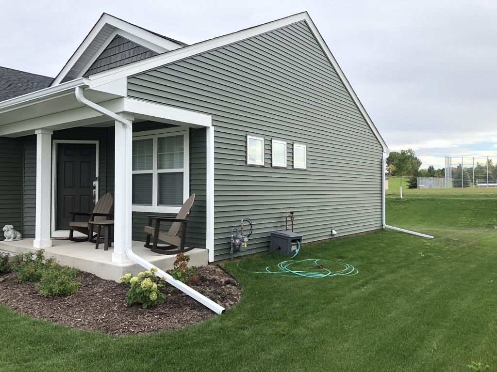 Front of a house in Jordan, MN showing the gutter that was installed.