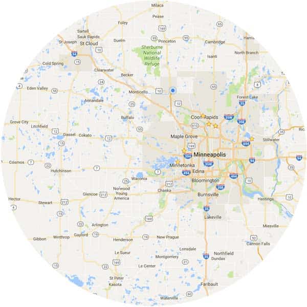 Service map of the minneapolis, St.Paul and surrounding area