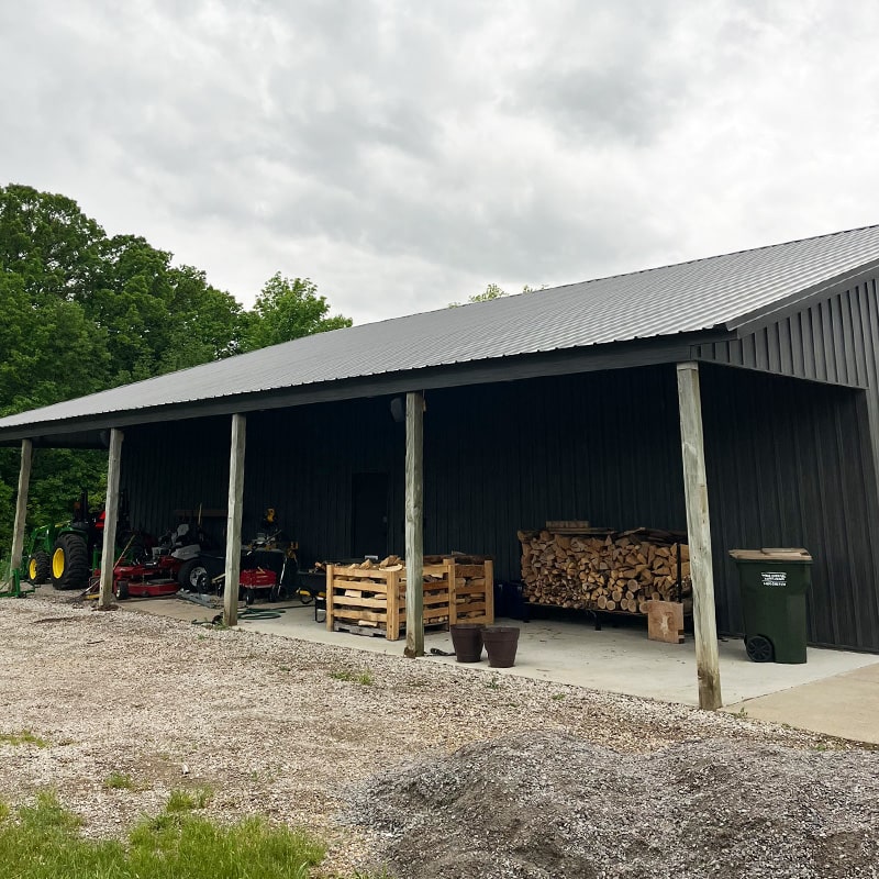metal gable roof on shop