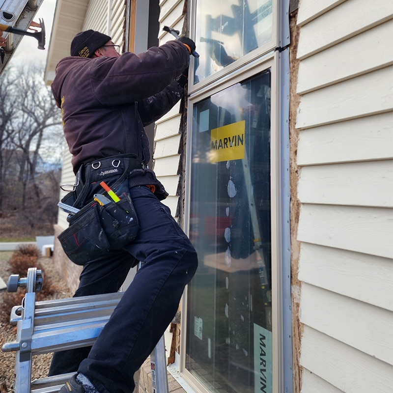 marvin window installation on grace bible church