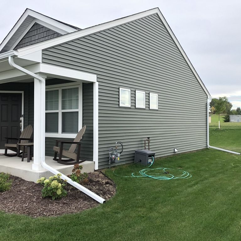 Front of a house in Jordan, MN showing the gutter that was installed.